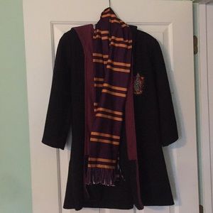 Harry Potter robe with hood and scarf and wand!